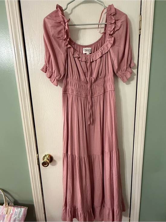 Trixxi Dresses & Skirts - Trixxi Dusty Rose Maxi Dress with Ruffle Neck